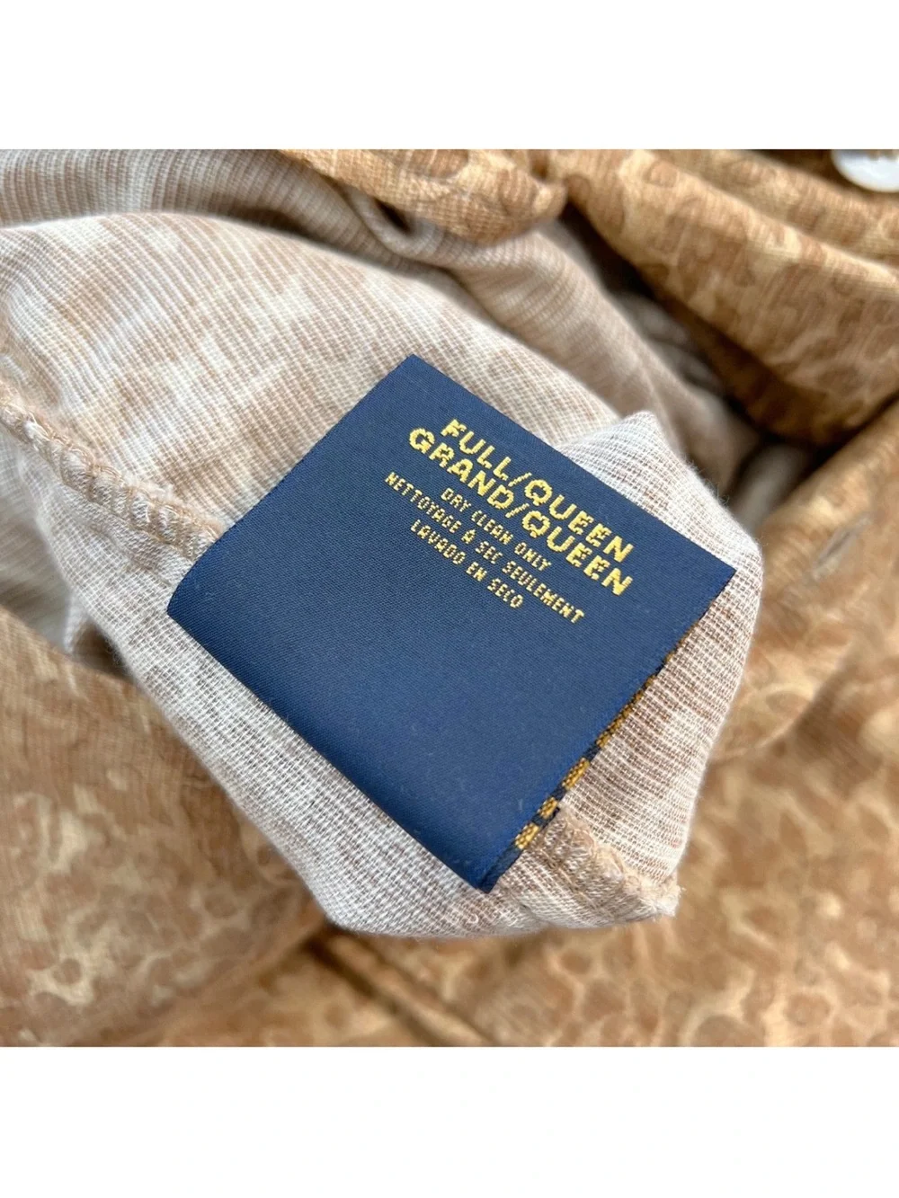 Ralph Lauren ROSSELLINI Medallion Floral QUEEN Duvet Cover Camel Brown Textured